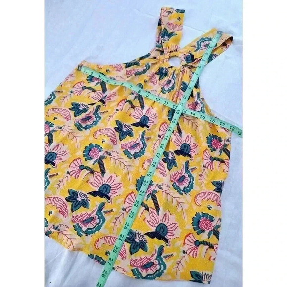 Anthropologie MAEVE‎ Mica Floral Halter Top Sleeveless Cut-out Light Size 14 - Picture 4 of 6